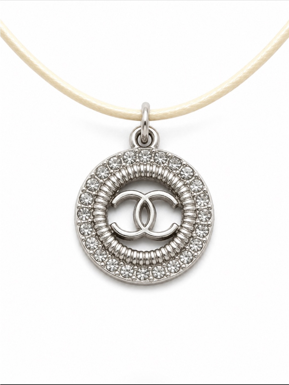 CC Charm on Cream Leather Cord - Picture 3 of 5